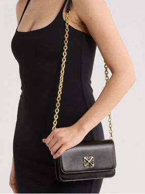 Off-White Black Leather Crossbody Bag – Gold Chain – New w/ Tags & Dust Bag